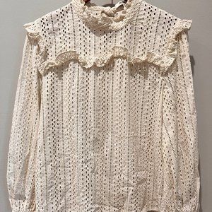Madewell Cream Lace Long-Sleeve Blouse